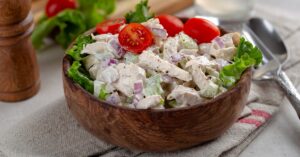 Homemade Creamy Chicken Salad with Lettuce and Tomatoes
