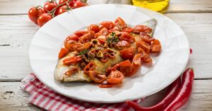 Homemade Dover Sole with Tomato Anchovy and Peppers