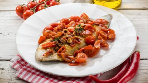 Homemade Dover Sole with Tomato Anchovy and Peppers