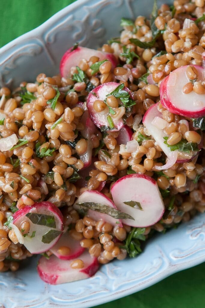 Homemade Wheat Berry Salad with Spring Herbs and Radish