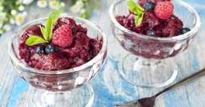 Homemade Berry Granitas with Raspberry, Blueberry and Mint