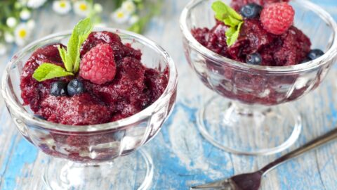 Homemade Berry Granitas with Raspberry, Blueberry and Mint