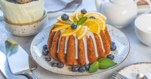 Homemade Orange Bundt Cake with Blueberries
