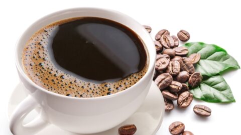 Hot Americano Coffee with Beans