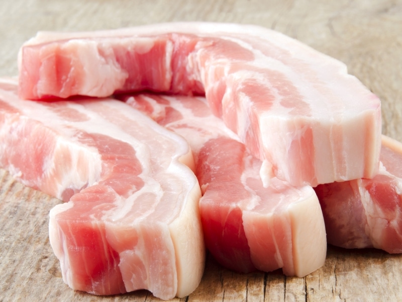 Raw Fresh Pork Belly Slices