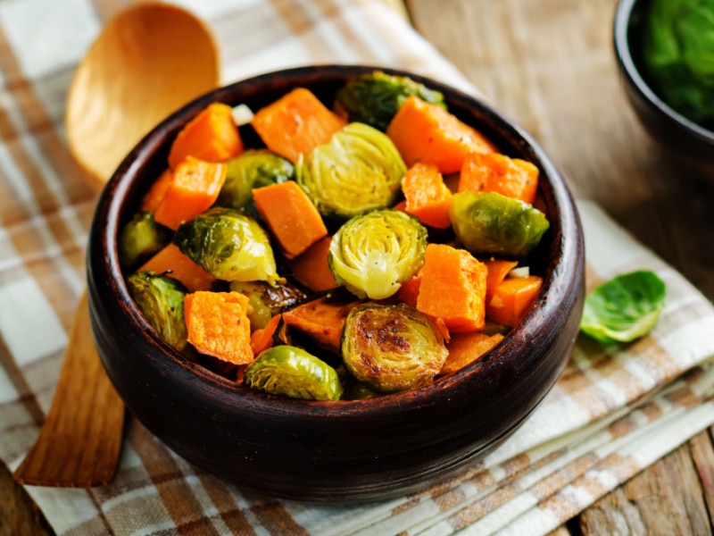 Roasted Sweet Potato and Brussel Sprouts 