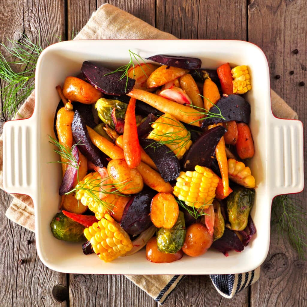 Roasted Vegetables on a Baking Dish