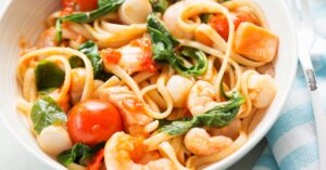Seafood Tomato Pasta with Scallops and Shrimp