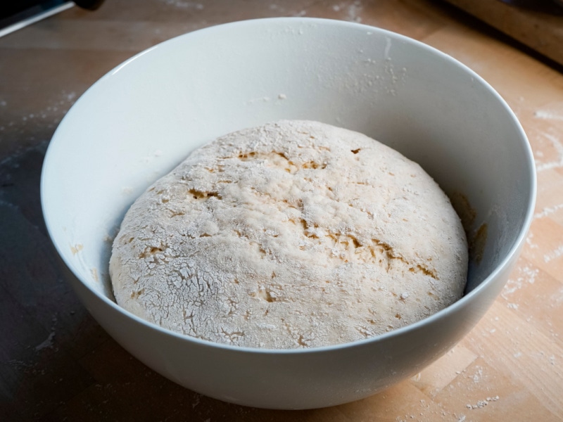 Bread Dough in a Mixing Bowl