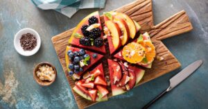 Watermelon Pizza Topped with Apples, Oranges and Berries