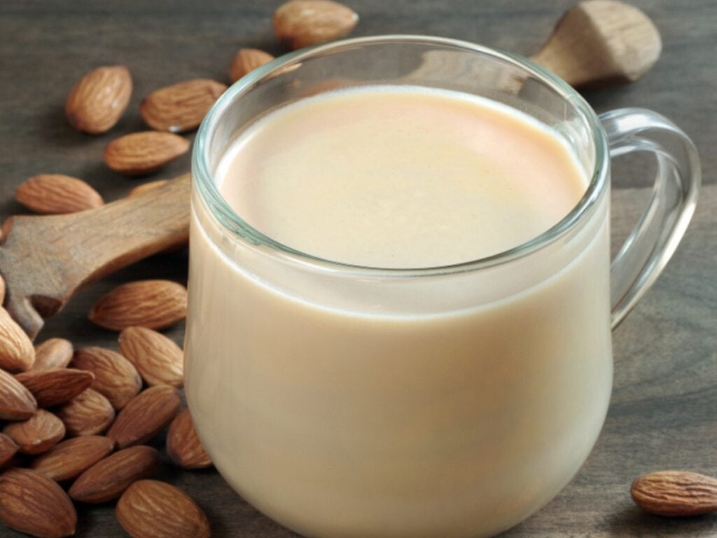 Almond Milk in a Glass Mug