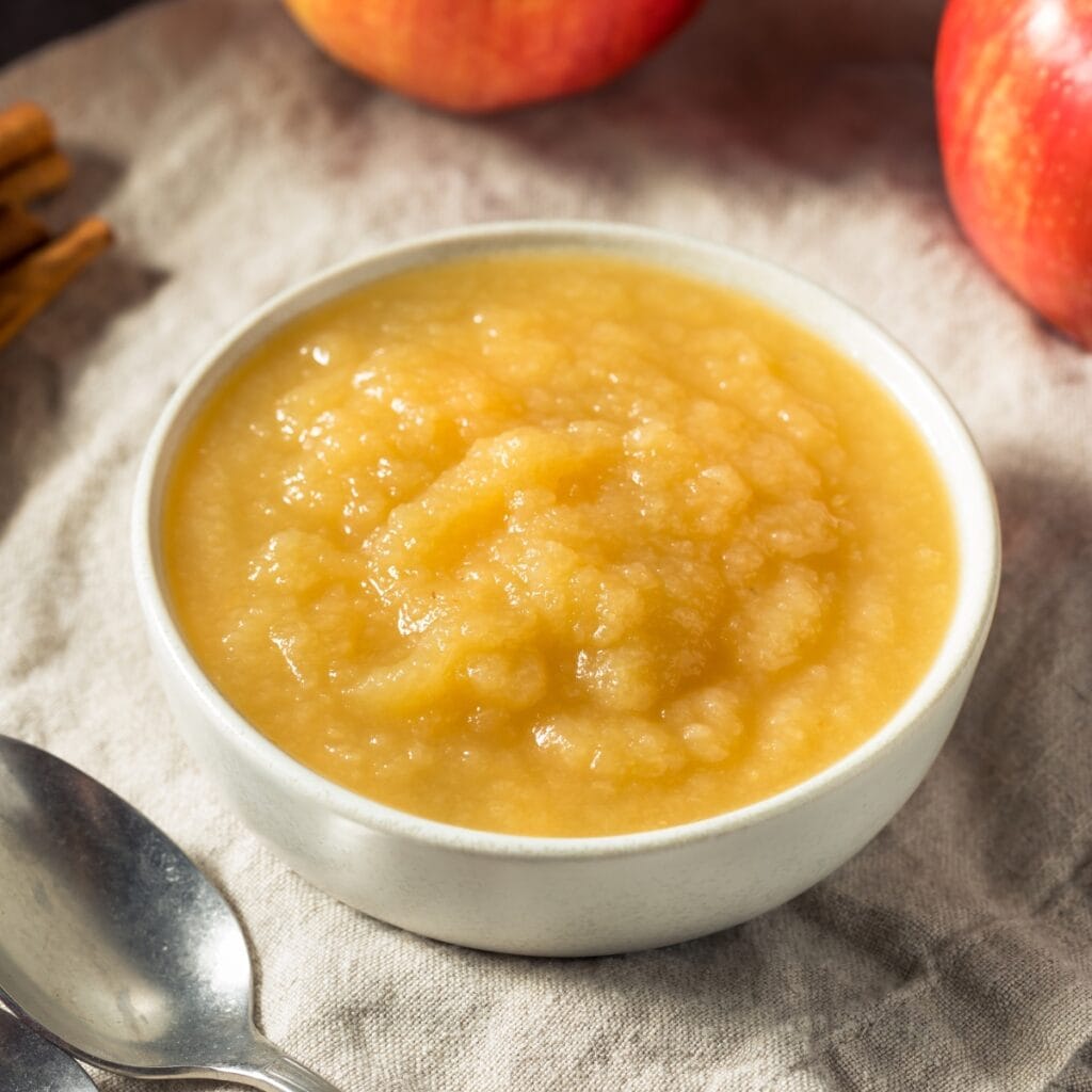 Organic Raw Apple Sauce in a Small Bowl