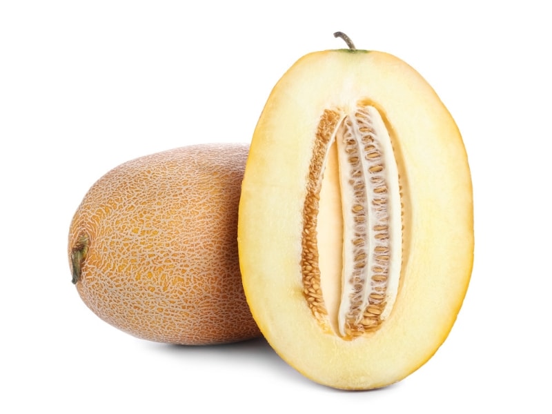 Whole and Sliced in Half Bailan Melon