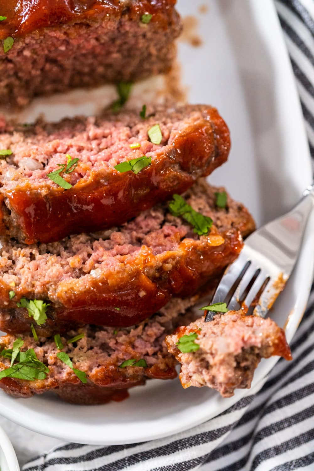 Homemade Meatloaf Picked With a Fork