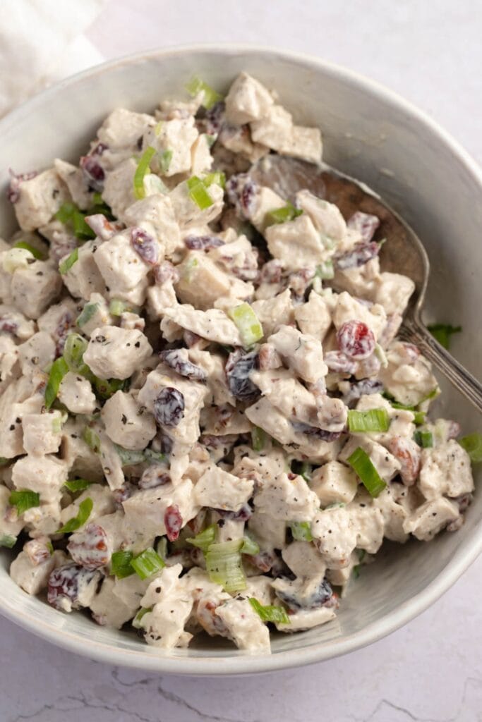 Bowl of Homemade Cranberry Chicken Salad