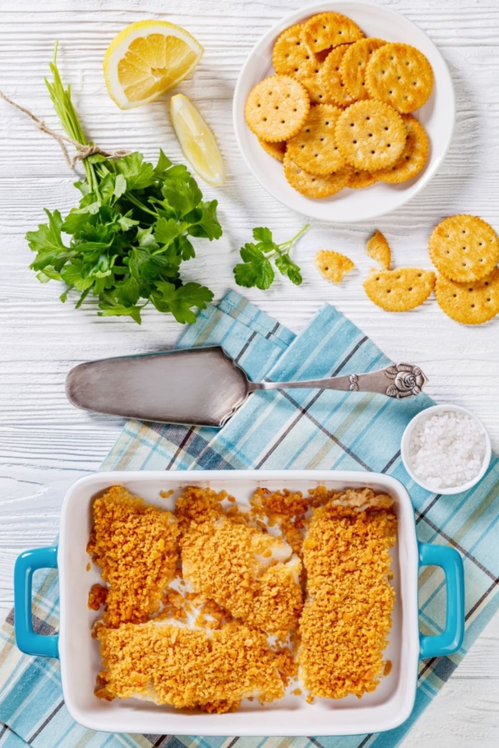 Baked Cod Garnished With Crushed Crackers