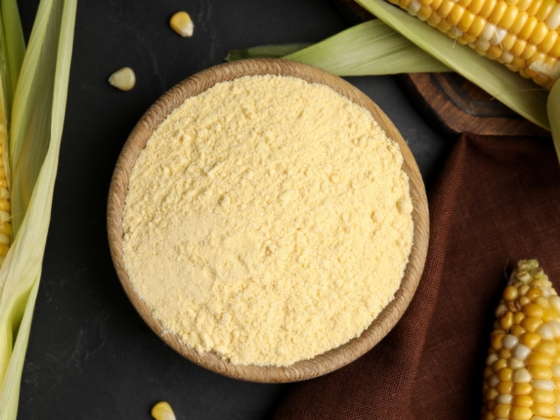 Cornmeal in a Wooden Bowl