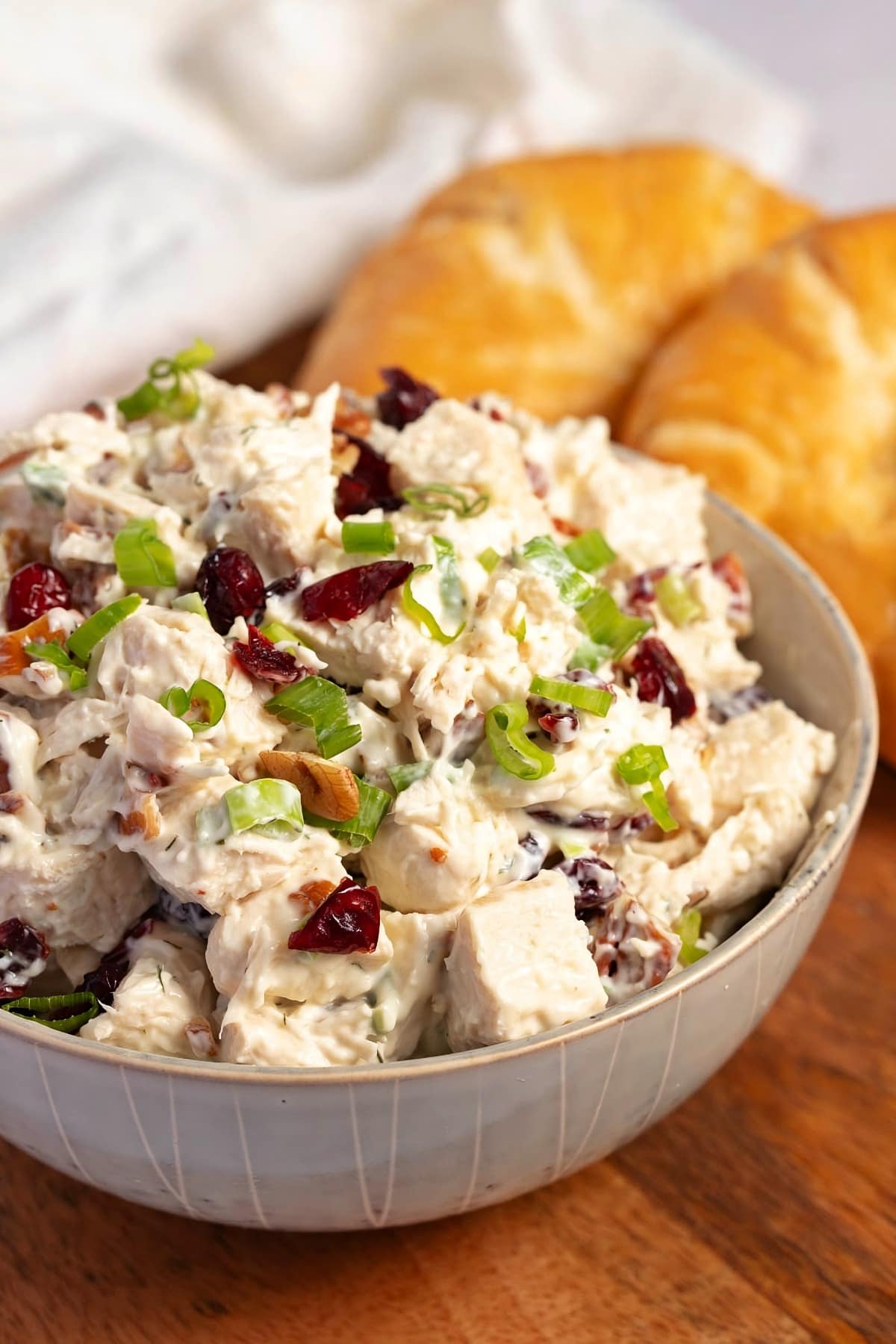 Cranberry Chicken Salad with Green Onions Served with Bread