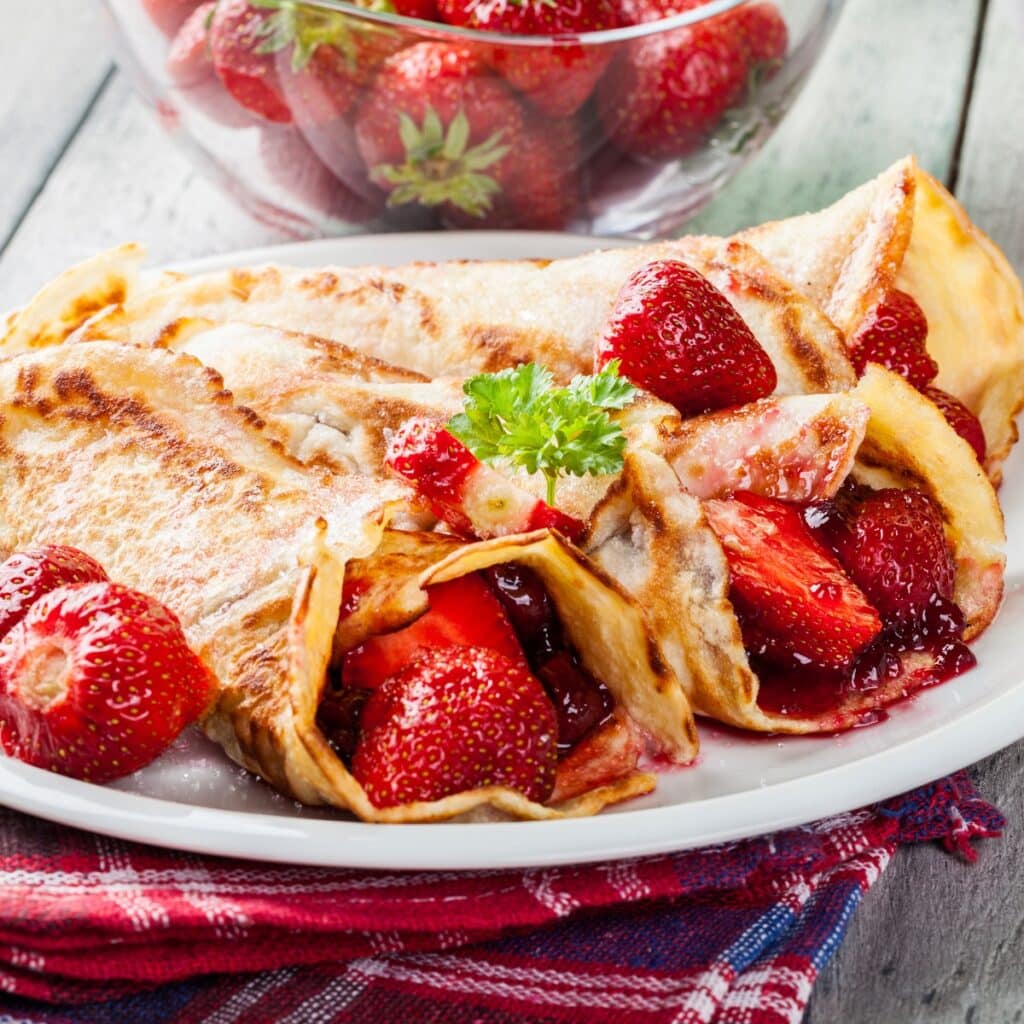 Crepe Filled With Cooked Strawberry