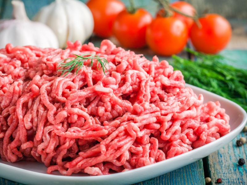 Fresh Raw Minced Beef on a Plate