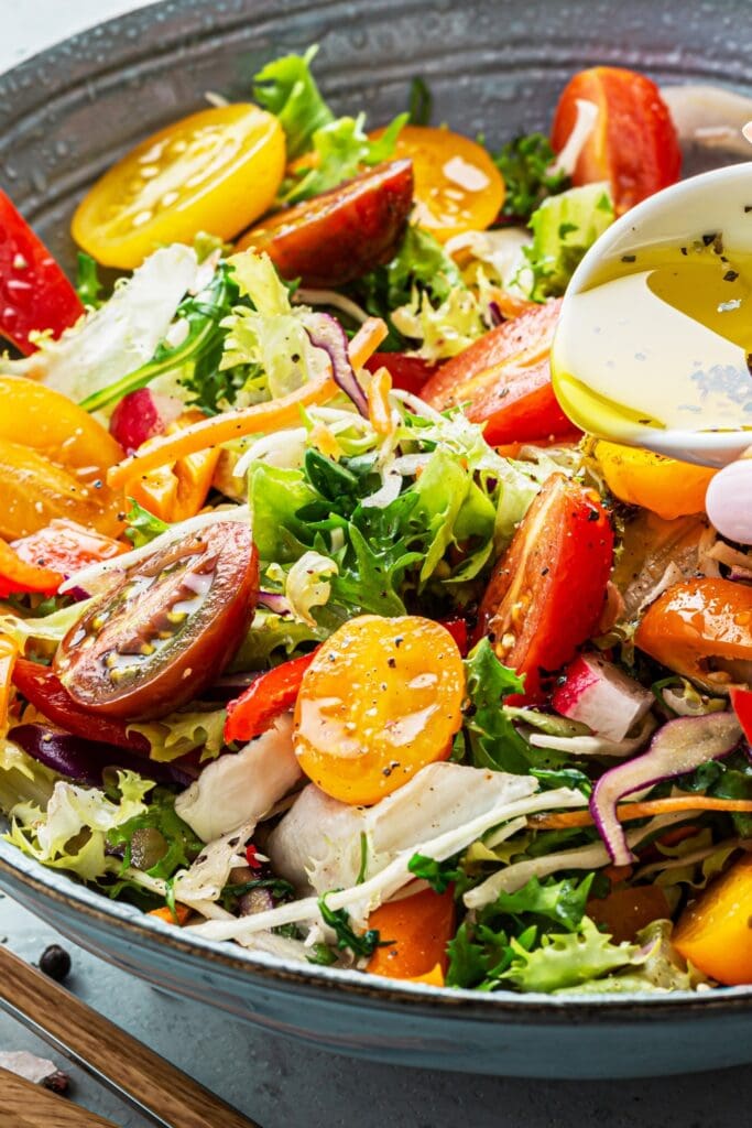 Fresh Vegetable Salad with Cherry Tomatoes and Sweet Peppers
