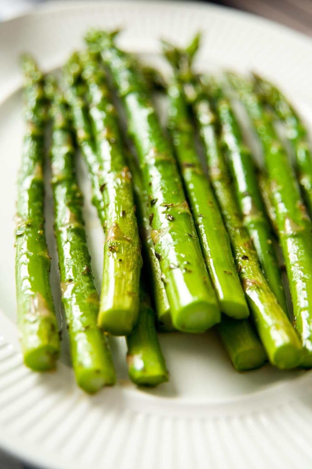 Baked and Seasoned Asparagus on a Plate