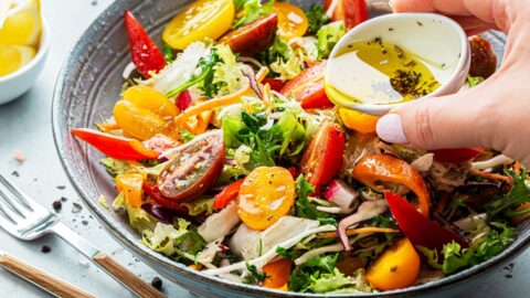 Fresh Vegetable Salad with Cherry Tomatoes and Sweet Peppers