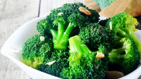 Freshly Steamed Broccoli on a White Bowl