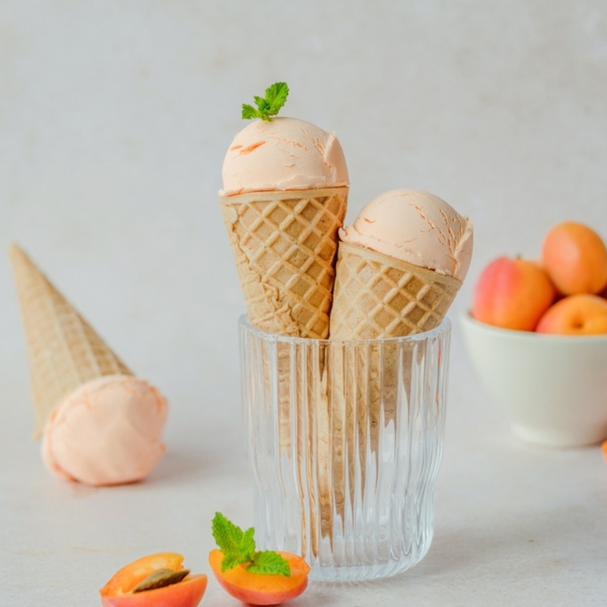 Gluten-Free Cones With peach Flavored Ice Cream
