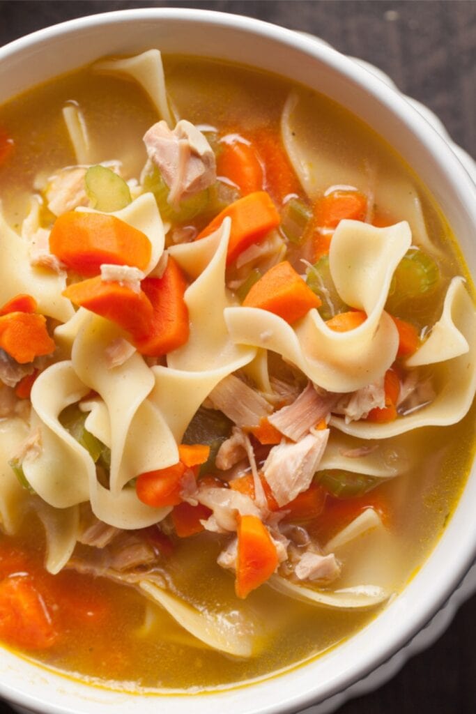 Homemade Grandma's Chicken Noodle Soup With Vegetables
