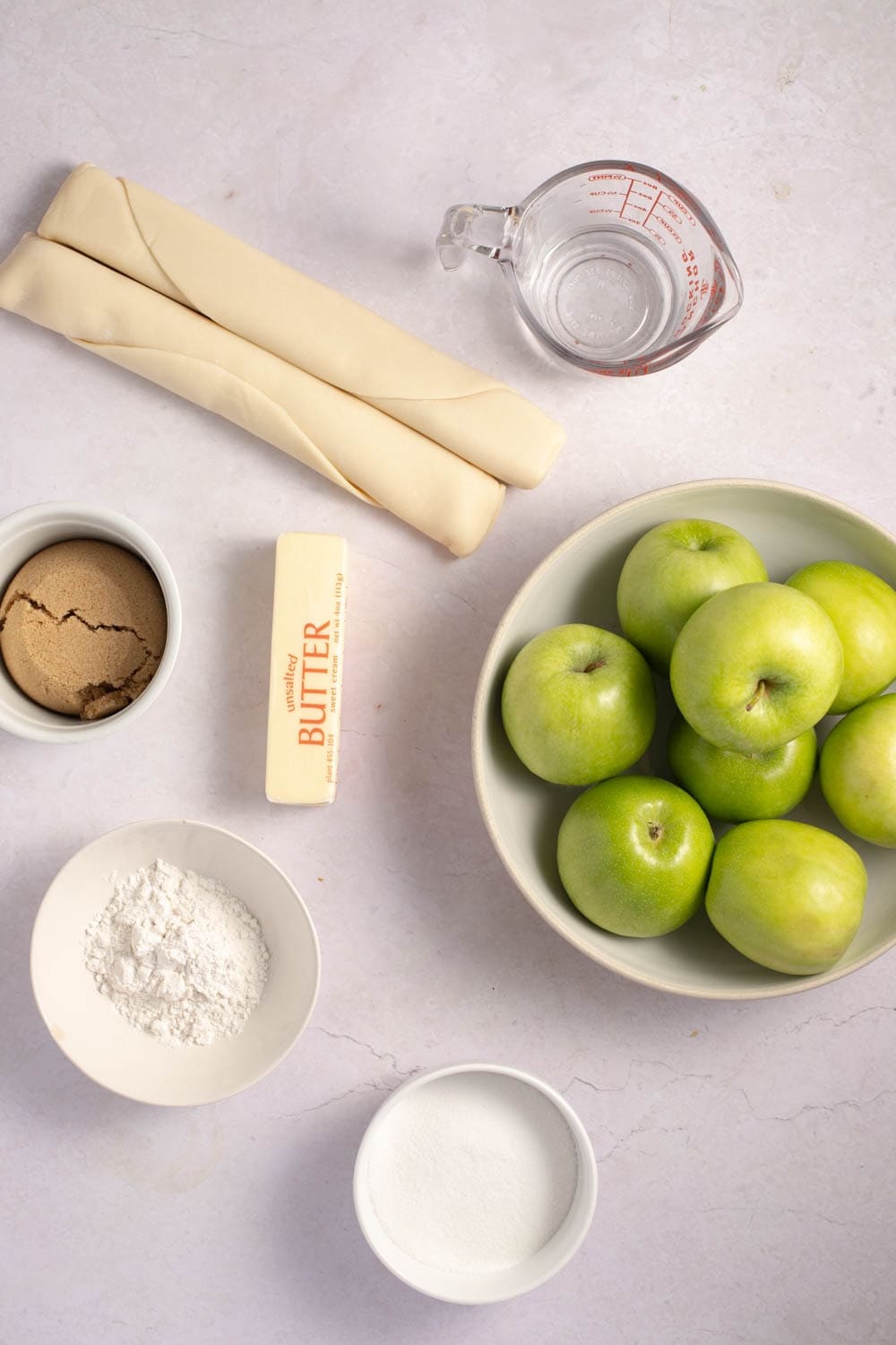 Granny Smith Apple Pie Ingredients - Granny Smith Apples, Butter, Flour, Sugar, Water and Double-Crust Pie Pastry