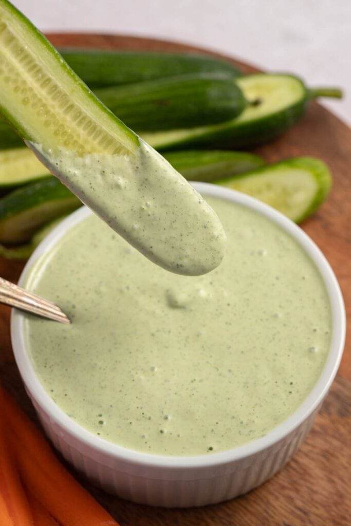 Green Goddess Dressing Served with Cucumber