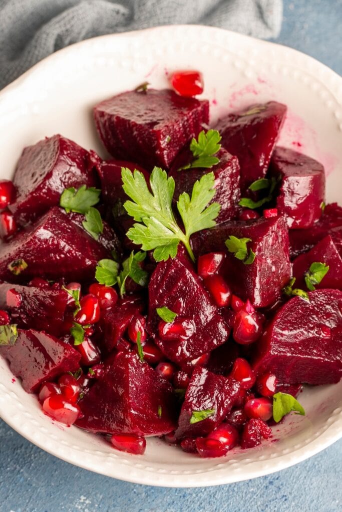 Homemade beetroot salad with pomegranate