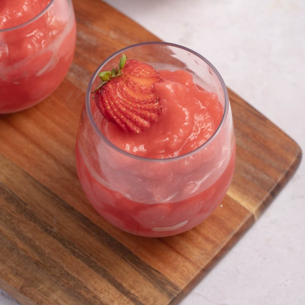 Refreshing Homemade Slush Frost With Rose Wine And Fresh Strawberries