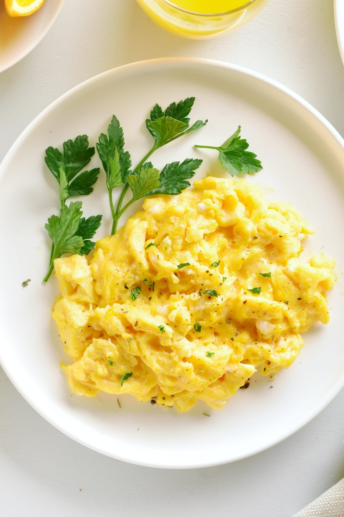 Homemade Microwave Scrambled Eggs in a Plate