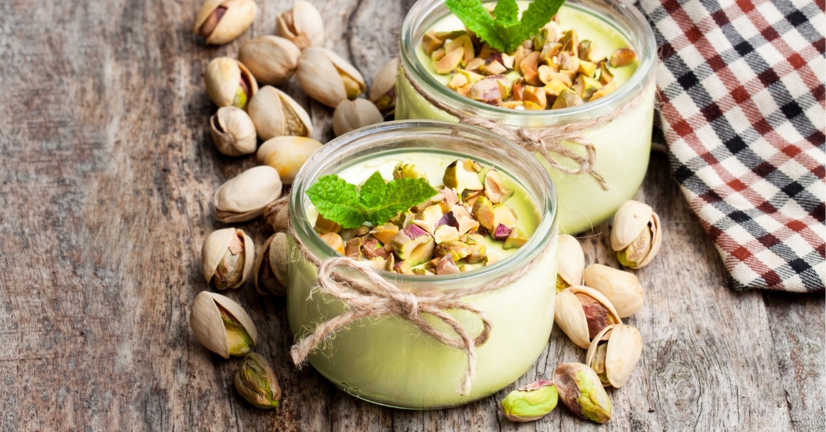 Homemade Pistachio Pudding In Jars with Nuts