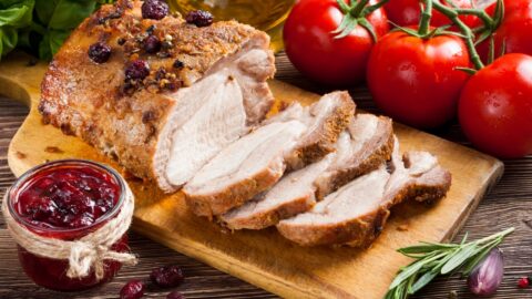 Homemade Sliced Pork Roast with Cranberry Sauce