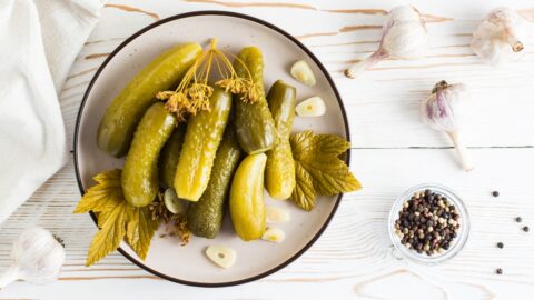 Ready to Eat Pickled Cucumbers on a Plate