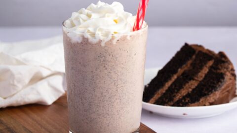Refreshing and Indulgent Chocolate Cake Shake with Whipped Cream