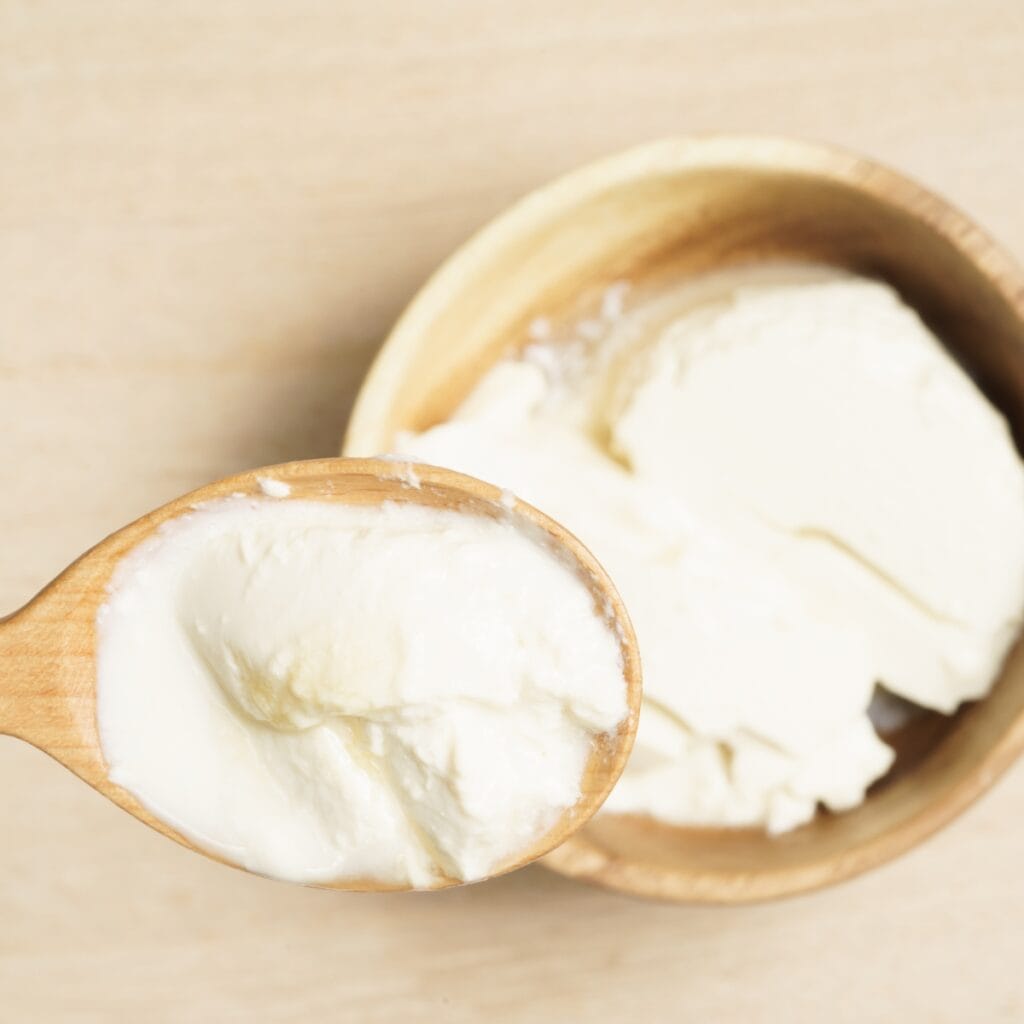 Silken Tofu Scooped with a Wooden Spoon