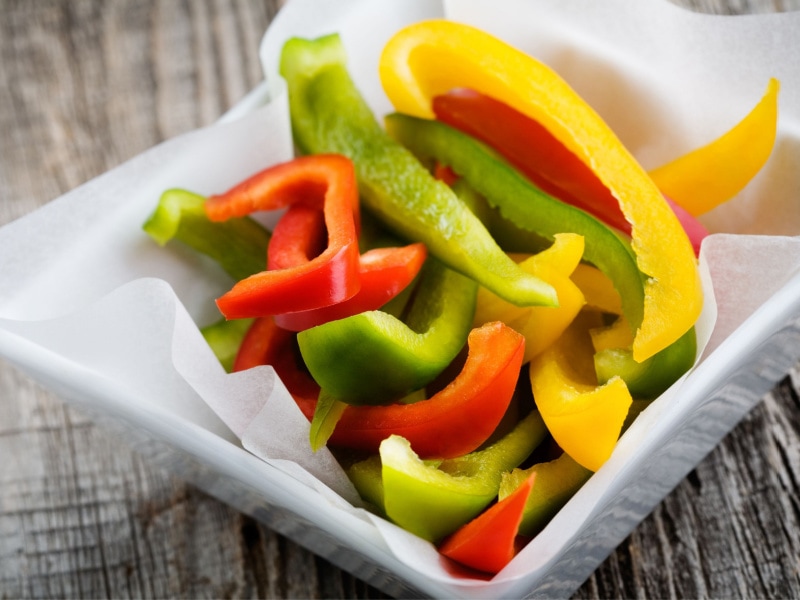 Sliced Bell Peppers on a White Dish