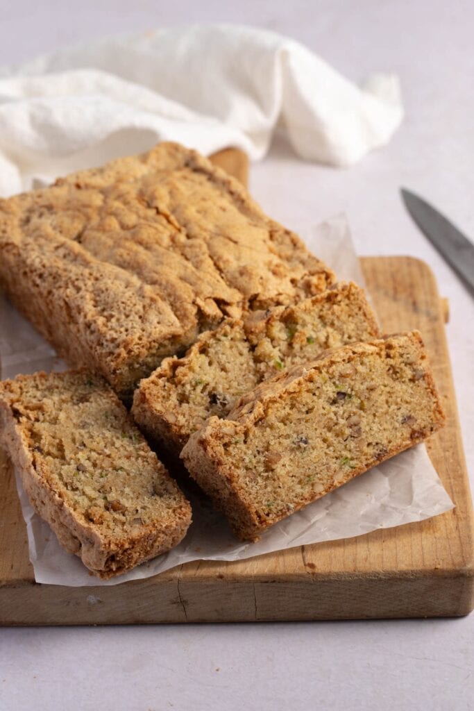 Sliced Homemade Zucchini Bread with Nuts