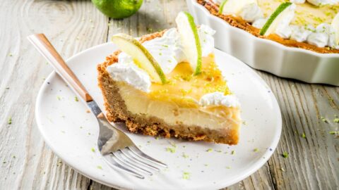 Sliced Key Lime Pie in a Plate