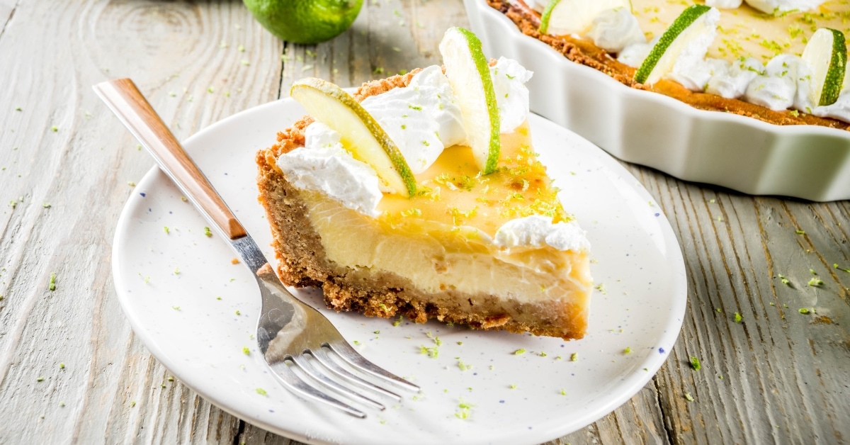 Sliced Key Lime Pie in a Plate