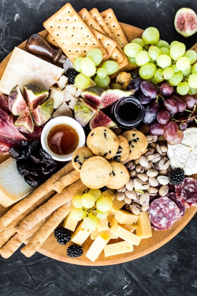 Snack Board with Fruits, Nuts and Biscuits