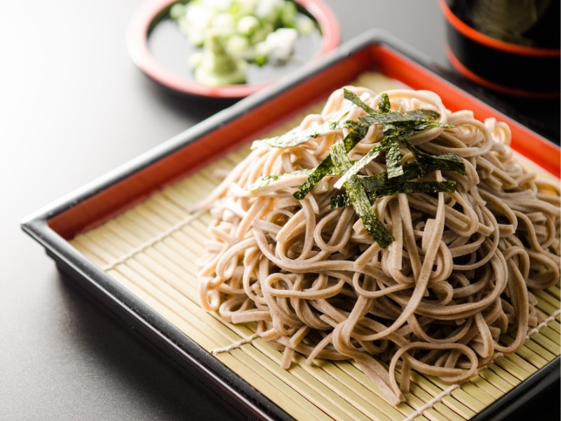 Soba Noodles Served on a Japanese Style Plate