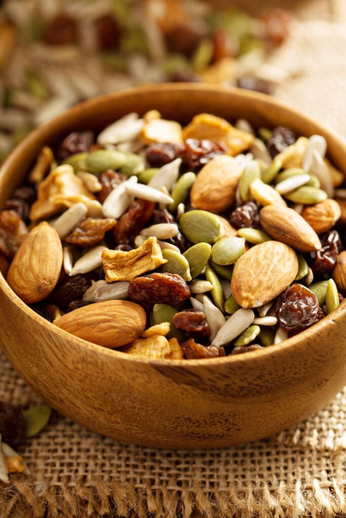 Bowl of Dried Fruits and Nuts Trail Mix