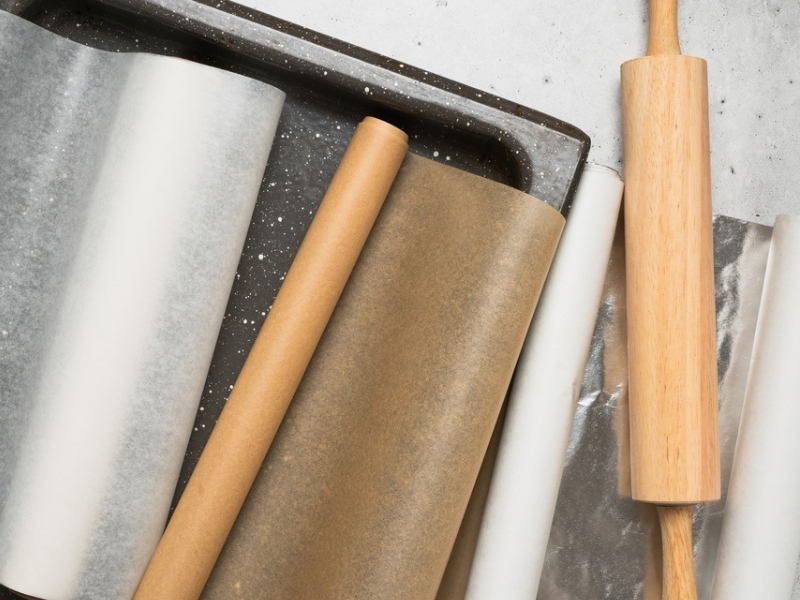 Baking Pins, Rolls of Parchment Paper and Wax Paper