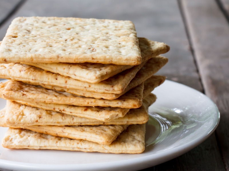 Stacks Wheat Thins Crackers on a Plate