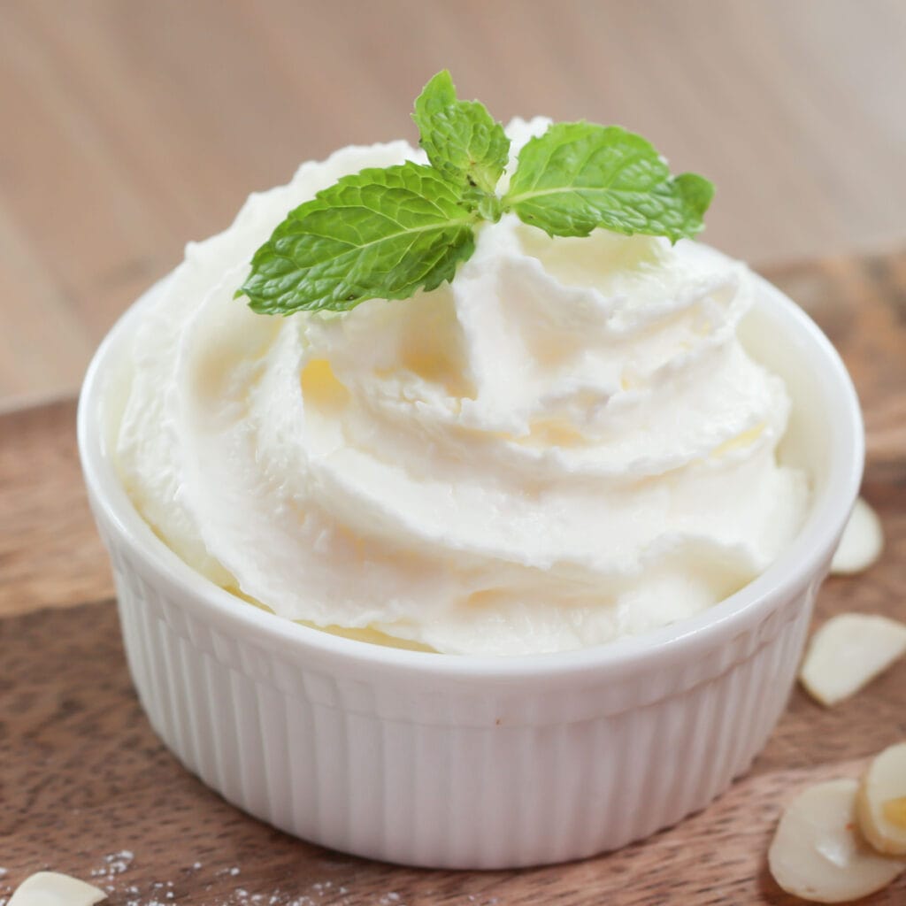 Whipped Cream with Peppermint Leaves